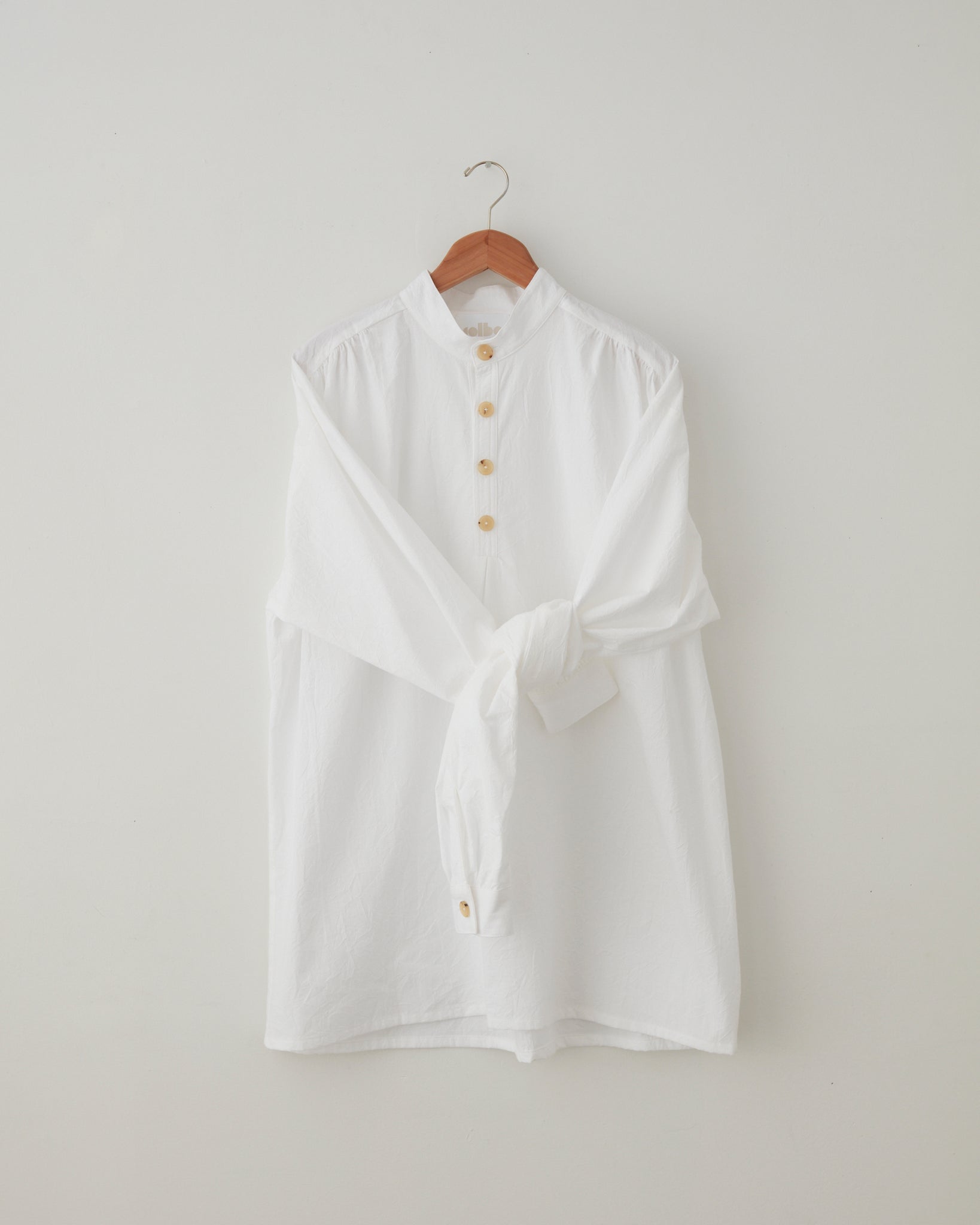 Ruffled Henley Shirt - White